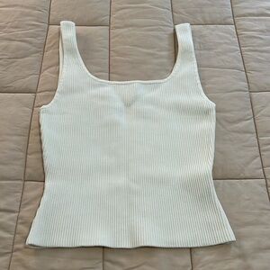 Babaton sculpt knit square neck tank top size medium in white